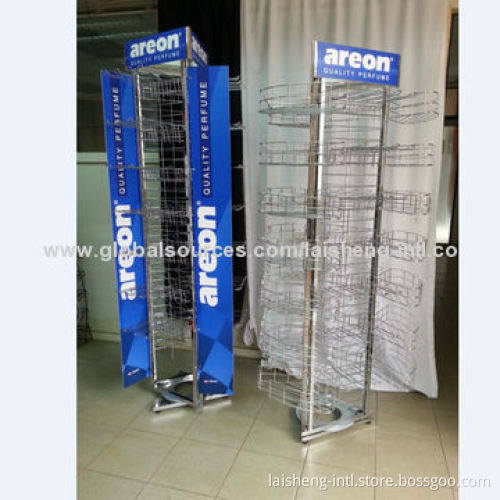 POP floor metal revolving underwear display stand with hooks